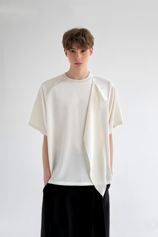 Imran white self-tie detail t-shirt