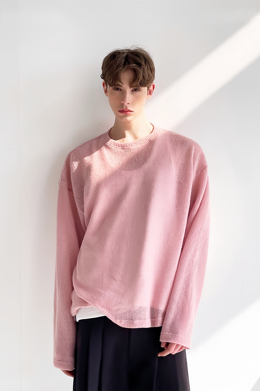 Maurice pink crochet-knit jersey