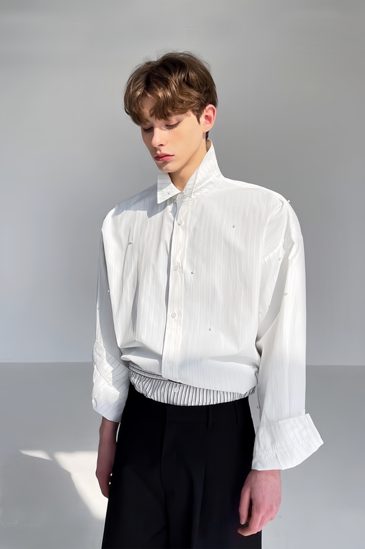 Vince white faux-pearl embellishment shirt