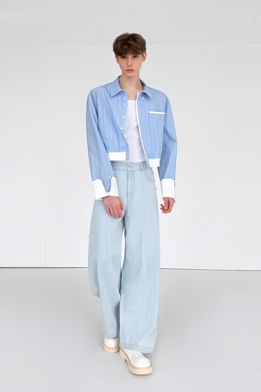 Tiagoi blue Striped-pattern shirt