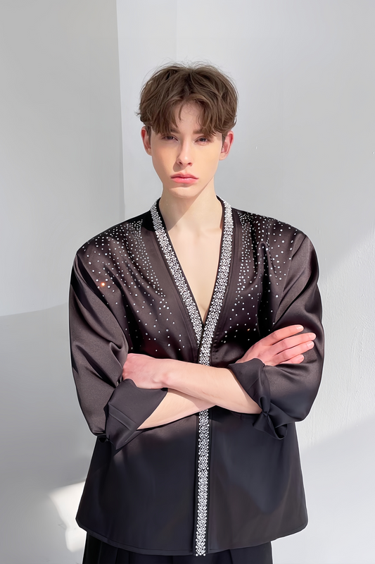 Mohamed black crystal-embellishment shirt