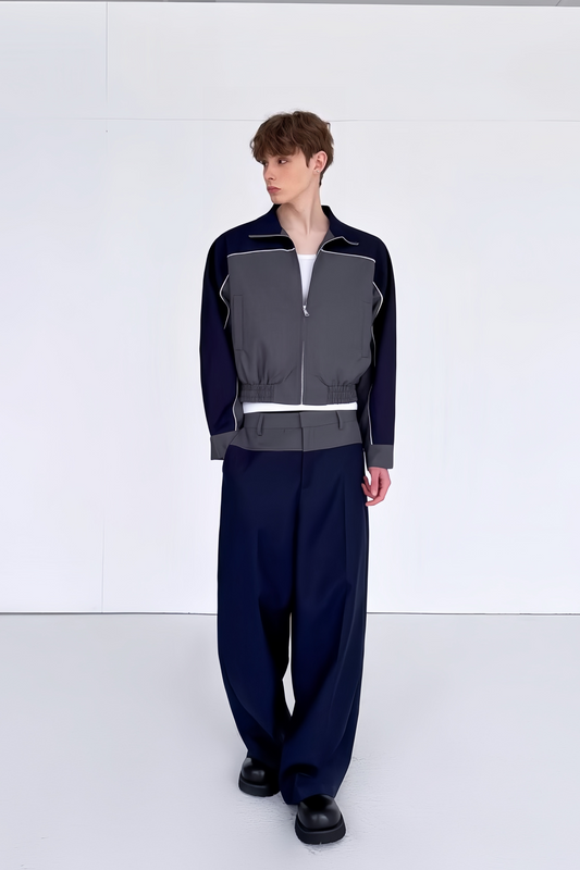 Mohammed gray color-blocking suit