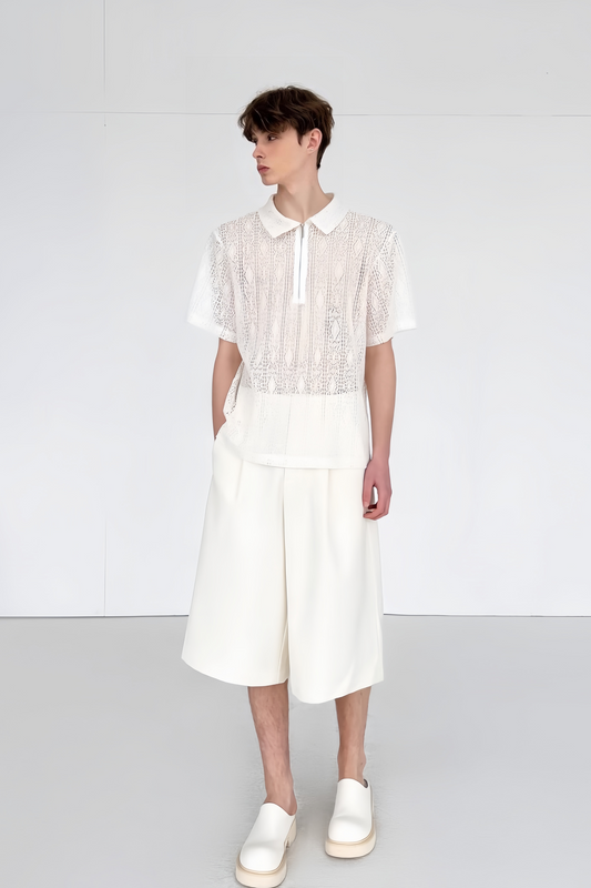 Tuur white floral faux-pearl embellishment shirt