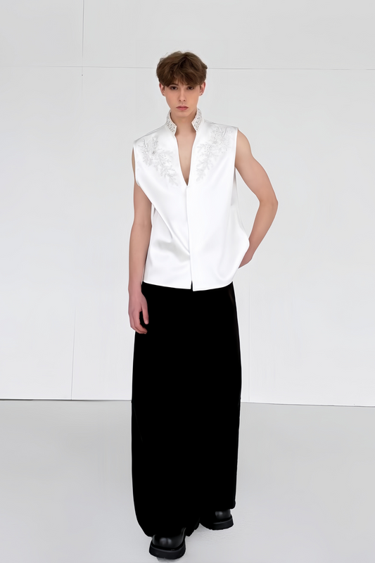Milan white faux-pearl embellishment vest