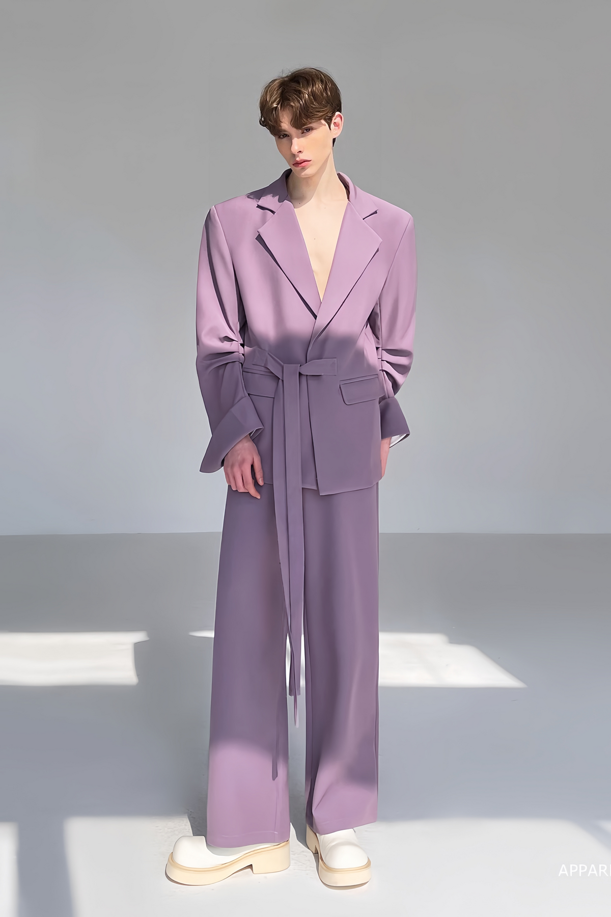 Aaron purple self-tie suit