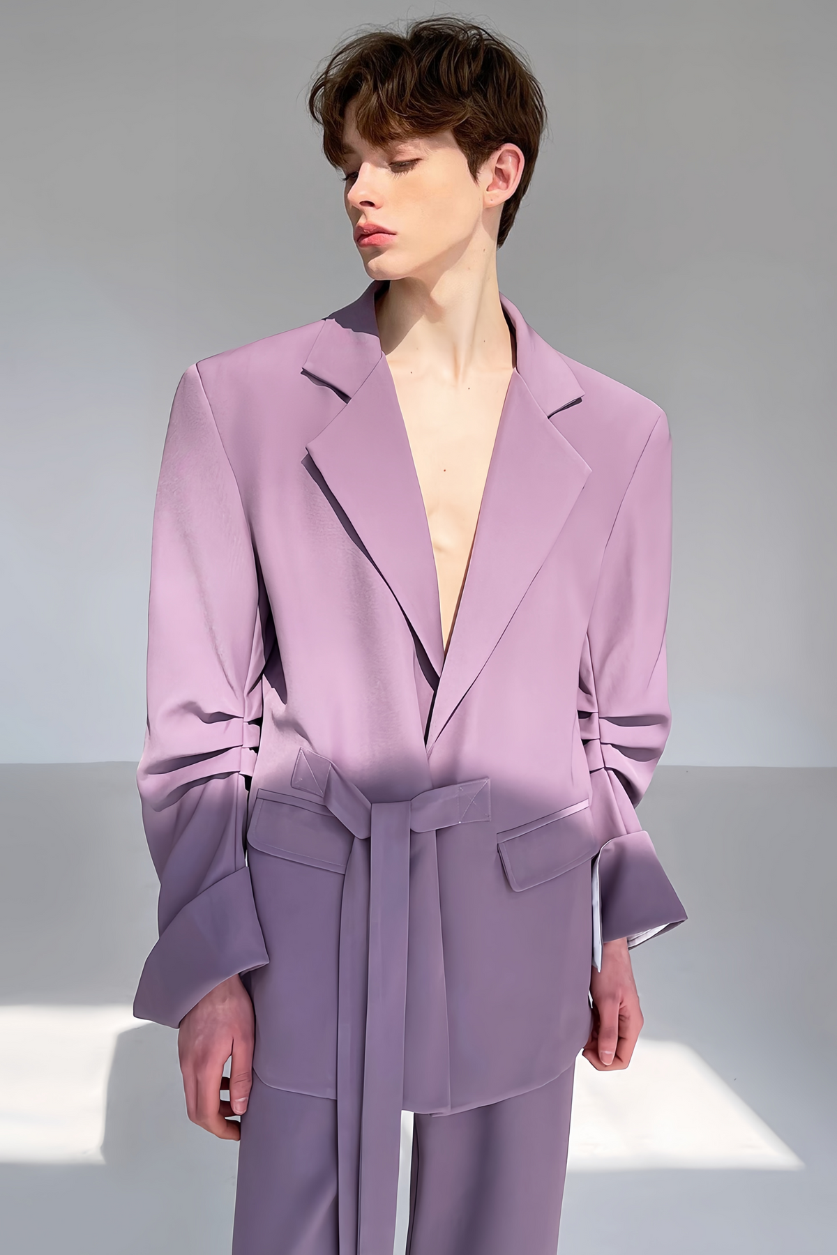 Aaron purple self-tie suit