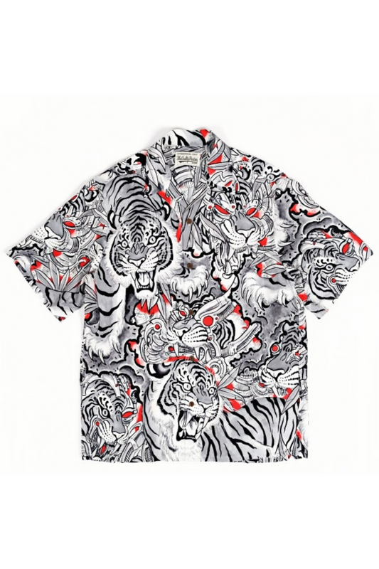 Ignace white tiger print short- sleeve short-sleeve shirt
