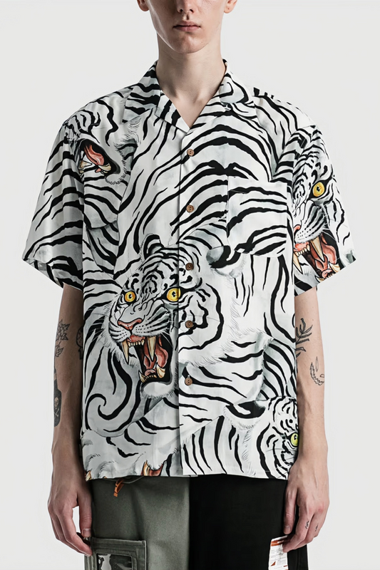 Hippolyte white tiger print long-sleeve shirt
